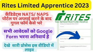 How To Fill RITES Apprentice Recruitment 2023 Google Form Online Rites Apprentice 2023 apply online [upl. by Araminta]