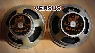 Celestion V30 normal made in China compared to Celestion V30 Mesa made in UK [upl. by Oicirbaf]