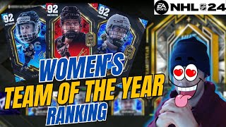 BREAKDOWN OF WOMENS TEAM OF THE YEAR CARDS  NHL 24 HUT [upl. by Nathaniel]