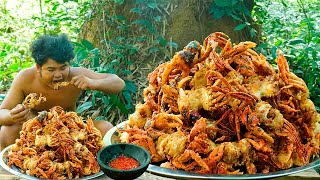 Cooking Red Crabs eating delicious with Hot Chili Sauce  StirFried Freshwater crabs Spicy Recipes [upl. by Ahset]