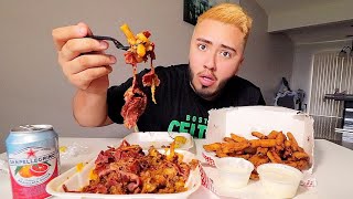 CHILI CHEESE PASTRAMI FRIES MUKBANG [upl. by Ramsa733]