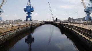 Dry Dock 6 Dewatering Time Lapse at Norfolk Naval Shipyard [upl. by Anak]