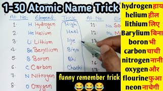 Trick to learn Atomic number of elements  1 to 30 Atom Name remember trick  Atomic number trick [upl. by Lladnarc54]