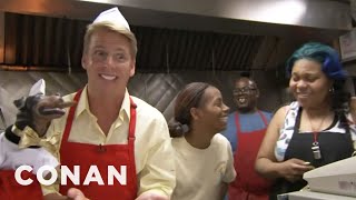 Jack McBrayer amp Triumph Visit Chicagos Wieners Circle  CONAN on TBS [upl. by Rebliw]