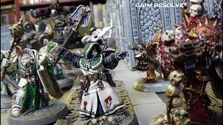 Dark Angels vs World Eaters 8th Edition 40k Open War Cards Matched Play Cities of Death 2000pts [upl. by Akienaj430]