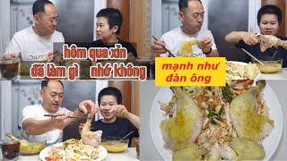 Ăn Cháo Gà xé phay Chồng Hàn vẫn tỉnh táo nhớ chuyện hôm qua [upl. by Ahsilet]