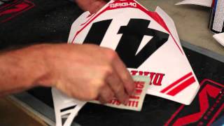 How to Clean and Install Front Plate Dirt Bike Graphics Honda CRF450 2013 [upl. by Asihtal159]