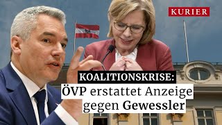 Koalitionskrise ÖVP erstattet Anzeige gegen Gewessler [upl. by Inahteb]