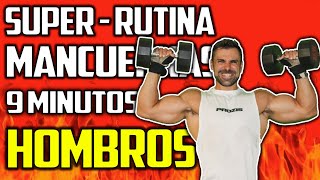 🔴 RUTINA HOMBROS 9 MINUTOS  EJERCICIOS de HOMBROS con MANCUERNAS EN CASA [upl. by Arreyt]