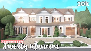 Roblox  Bloxburg 20k Aesthetic Soft Family Roleplay Mansion  No Largeplot FULL BUILD [upl. by Anan]