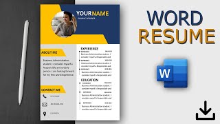 Resume Template free Download in Microsoft word [upl. by Arvell]