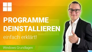 PROGRAMME deinstallieren einfach erklärt  Lerne Windows Grundfunktionen ✅ [upl. by Noed50]