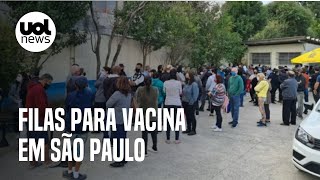 São Paulo registra filas em postos em 1º dia de vacinação para pessoas com 56 e 57 anos [upl. by Enaled]