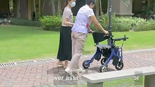 Liteweight Transport Power Chair 4 Wheel Foldable Electric Rollator Walker 4 In 1 for Senior Citizen [upl. by Berkly770]