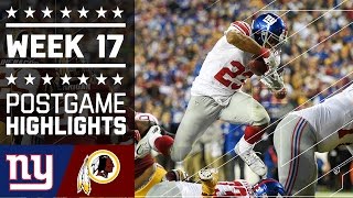 Giants vs Redskins  NFL Week 17 Game Highlights [upl. by Odnanreh]