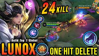 24 Kills Lunox Jungler is Finally Back On META ONE HIT DELETE  Build Top 1 Global Lunox  MLBB [upl. by Avis]