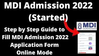 MDI Admission 2022 Started  How to Fill Officially MDI Admission 2022 Application Form Online [upl. by Nageet]