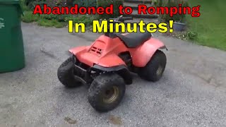 Free Suzuki ATV From Years Abandoned to Running Romping in Minutes [upl. by Hcone]