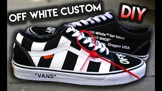 HOW TO OFF WHITE INSPIRED VANS OLD SKOOL CUSTOM SHOES [upl. by Nevad431]