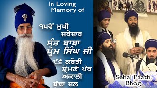 Sehaj Paath Bhog  96 Crori Panth Akali Jathedar Sant Baba Prem Singh Ji 15ve Mukhi Budha Dal [upl. by Autumn]