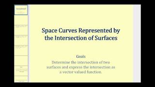 Determine a Vector Valued Function from the Intersection of Two Surfaces [upl. by Flita]