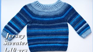 How to Crochet Easy Raglan top Pullover Sweater for boys and girls 23 years Crochet for Baby 201 [upl. by Ferreby]