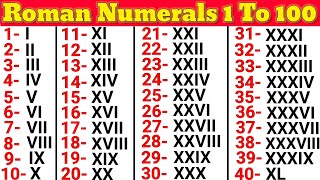 Roman Numerals 1 to 100  Learn Roman Numbers 1 to 100  Roman Numbers 1 to 100  Roman numbers [upl. by Thgiled914]