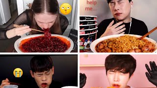 SPICY NOODLES VS MUKBANGERS 🥵 SPICY BATTLE WHO WILL WIN 🔥💥 asmr mukbang bigbites [upl. by Biddick]