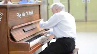 Random man playing amazing piano at St Pancras International Station in London [upl. by Las]