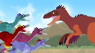 Dinosaurs cartoons battles Velociraptor vs Utahraptor  Dinosaurs Fighting  DinoMania [upl. by Zetniuq]