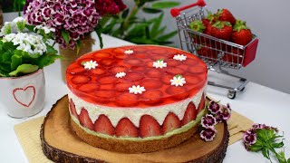 Strawberry Pistachio Cheesecake  no bake no gelatin  easy recipe ASMR  Simona Callas 34 [upl. by Keene]