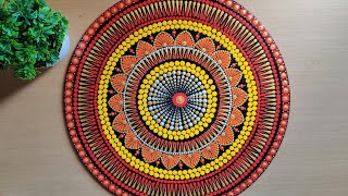 Dot Mandala Art on Round MDF board  Step by step tutorial  Dot Mandala Art  Dotting Art [upl. by Ikkaj]