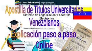 Apostilla de Titulos Universitarios Venezolanos  Explicación paso a paso Online [upl. by Sualkcin909]