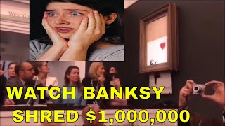 Banksy posts video of £1m painting shredding stunt at Sothebys  AUCTION PAINTING SELFDESTRUCTS [upl. by Tiebold]