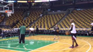 Ray Allen firing 3s before Celtics Heat Sunday morning [upl. by Materse]