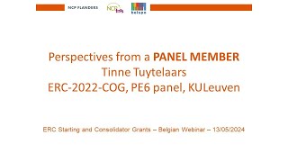 May 2024 – Tinne Tuytelaars ERC Starting grants Panel member 2022 call [upl. by Ailee]