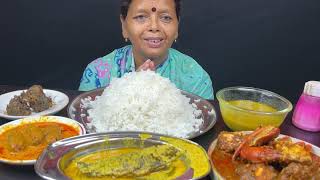 BIGBITES EATING RICE WITH CRAB 🦀🦀MASALA AM KASUNDI KOI FULKOPIE KOFTA CHINGRI DAL PUI CHINGRI । [upl. by Ayetal]