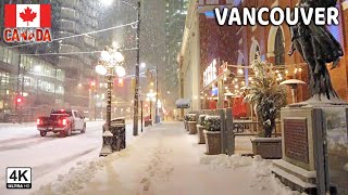 🇨🇦 【4K】❄️❄️❄️ EXTREME SNOWSTORM in Downtown Vancouver BC Canada 2024 [upl. by Ekeiram]