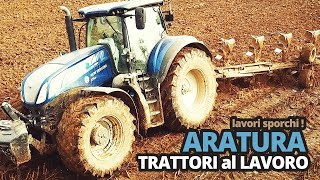 Aratura trattore al lavoro New Holland t7 315 con aratro pentavomere [upl. by Fink787]