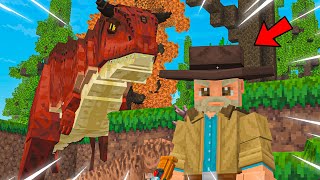 ¡Pasé 24 HORAS cazando DINOSAURIOS por el MUNDO en MINECRAFT [upl. by Eiuqram739]