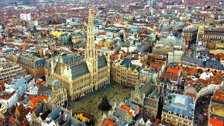 🇧🇪 Brussels Belgium  Scenic Relaxing Aerial Drone Footage Full HD [upl. by Nahtnoj]