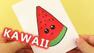 WASSERMELONE DIY KAWAII zeichnen  süße WATERMELON selber machen  Malen für Kinder [upl. by Joyann860]