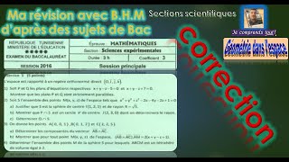 Bac principale 2016 correction ex 1 géomètre dans lespace [upl. by Yentirb]