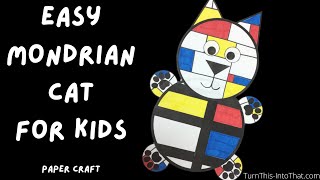 Easy Mondrian Art Lesson for Kids  Mondrian Cat Art Lesson  Elementary Art LessonVirtual Art [upl. by Ednargel466]