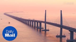 The 34milelong ZhuhaiMacau bridge opens in Hong Kong [upl. by Grimaud]