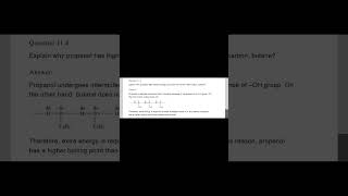 propanol has higher boiling point than hydrocarbon butane chemistryshorts chemistry [upl. by Zurn]