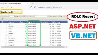 How to filter report RDLC using dropdownlist in asp netVisual Basic net [upl. by Ahouh]