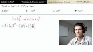 Zad8 Oblicz kwadrat sumy wyrażenia algebraiczne  zestaw 3 [upl. by Swetiana78]