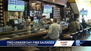 Old German Beer Hall gives out free sausages for 17th annual Usinger day [upl. by Edge]