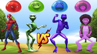 dance challenge dame tu cosita vs spiderman vs patila vs me kemaste 👽 Alien Green dance challenge 👽 [upl. by Aivle380]